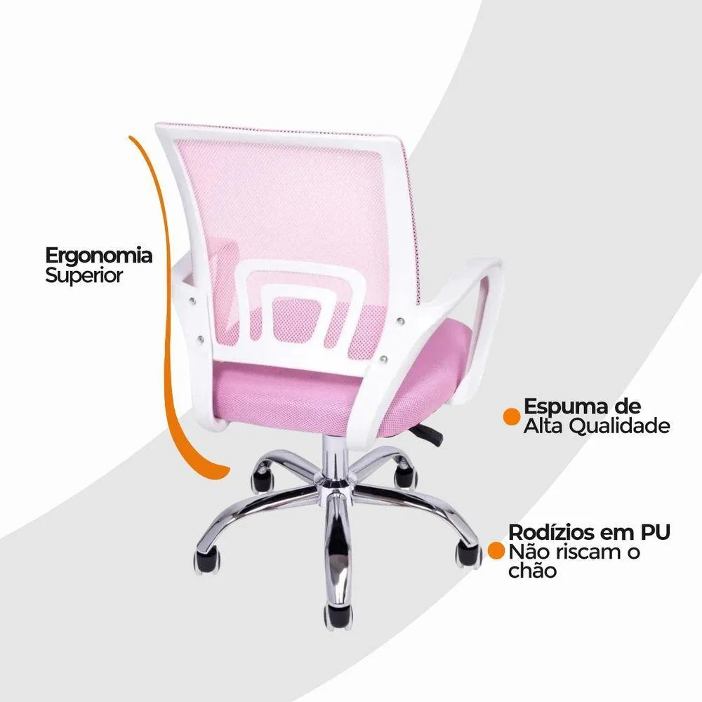 Imagem 5 de 5 do produto Cadeira De Escritório Oficial Begonia Mesh Giratória Rosa