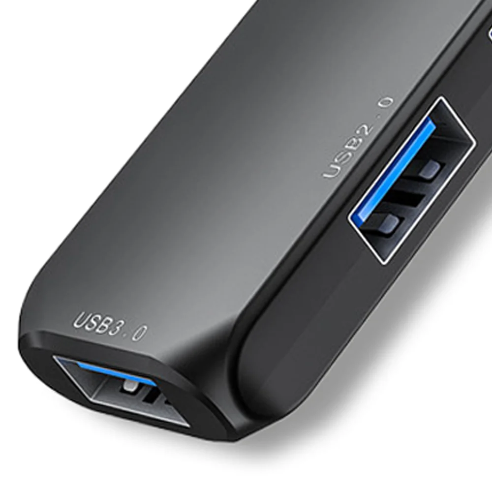 Imagem 2 de 5 do produto Adaptador Hub Usb-c 3.0, Expansão Com 4 Portas (usb-c + 3x Usb-a), Transferência 5gbps, Preto, Hub41c-v2, Elg