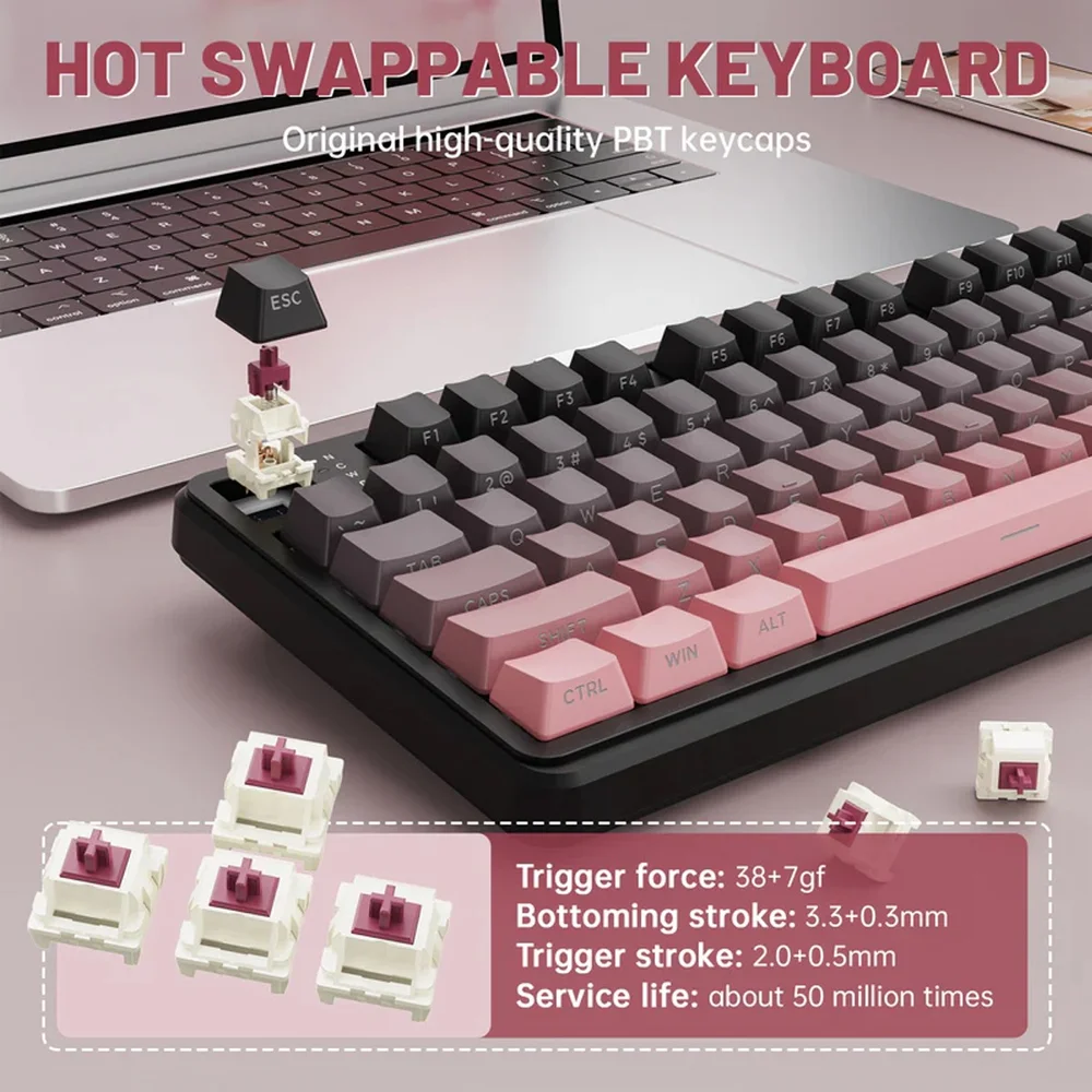 Imagem 4 de 5 do produto Teclado Mecânico Gamer Attack Shark Tri Mode Bluetooth 2.4g Com Tela X98pro Blackberry