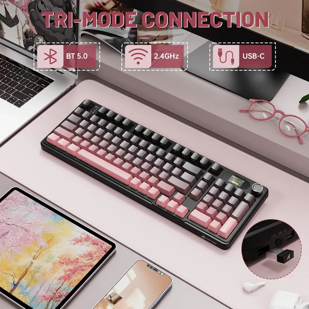 Imagem 5 de 5 do produto Teclado Mecânico Gamer Attack Shark Tri Mode Bluetooth 2.4g Com Tela X98pro Blackberry