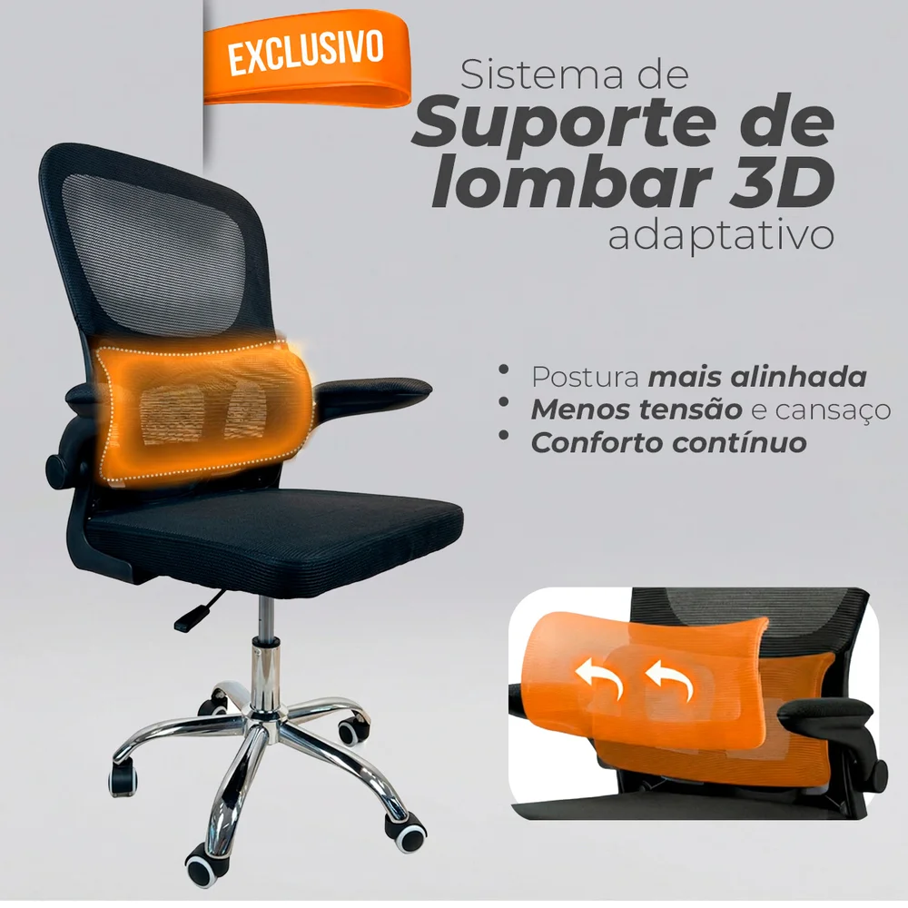 Imagem 2 de 5 do produto Cadeira De Escritório Diretor Oficial Atenas Sem Apoio - Preto - 1