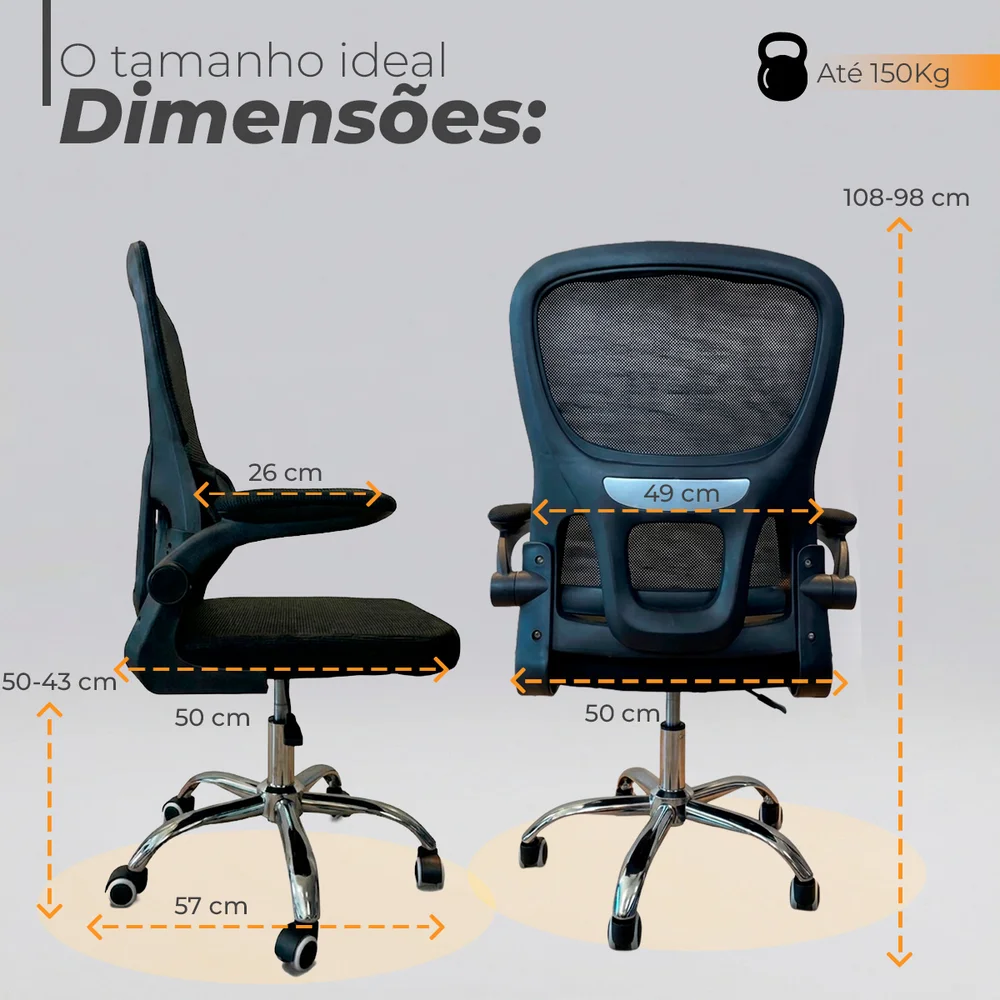 Imagem 3 de 5 do produto Cadeira De Escritório Diretor Oficial Atenas Sem Apoio - Preto - 1