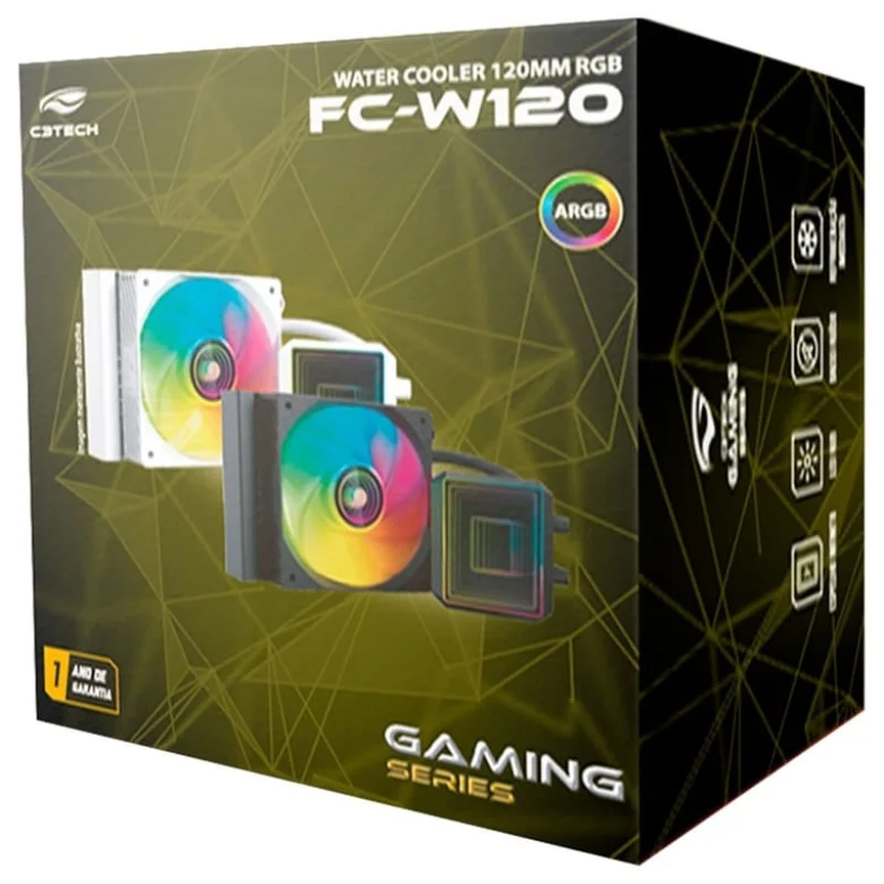 Imagem 4 de 4 do produto Water Cooler 120mm RGB C3tech Fc-w120whv2 Branco****