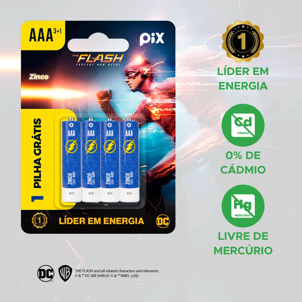 4x Pilha Zinco Manganês Aaa 3a Blister Com 4 Unidades