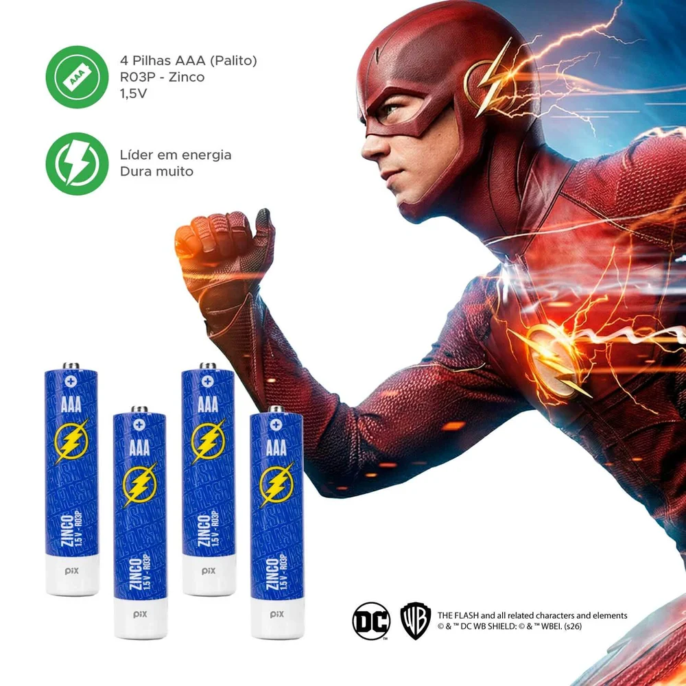 4x Pilha Zinco Manganês Aaa 3a Blister Com 4 Unidades