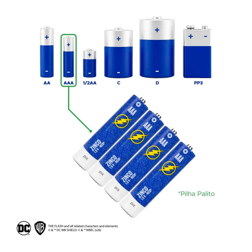 4x Pilha Zinco Manganês Aaa 3a Blister Com 4 Unidades