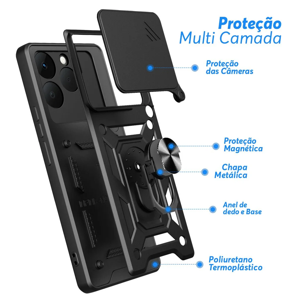 Imagem 4 de 5 do produto Capa Militar P/ Realme 15t - Capinha Case Protetora Anti Impacto Queda Armadura Resistente