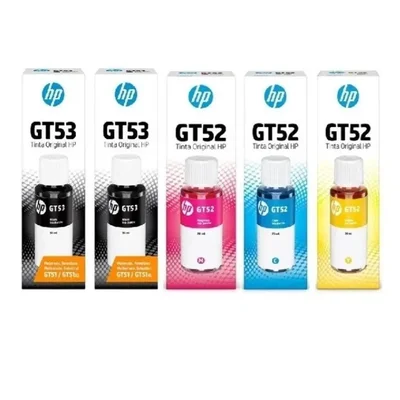 Kit Com 5 Garrafas De Tinta Para Hp Gt52/gt53 (4 Cores) Bk/c/m/y