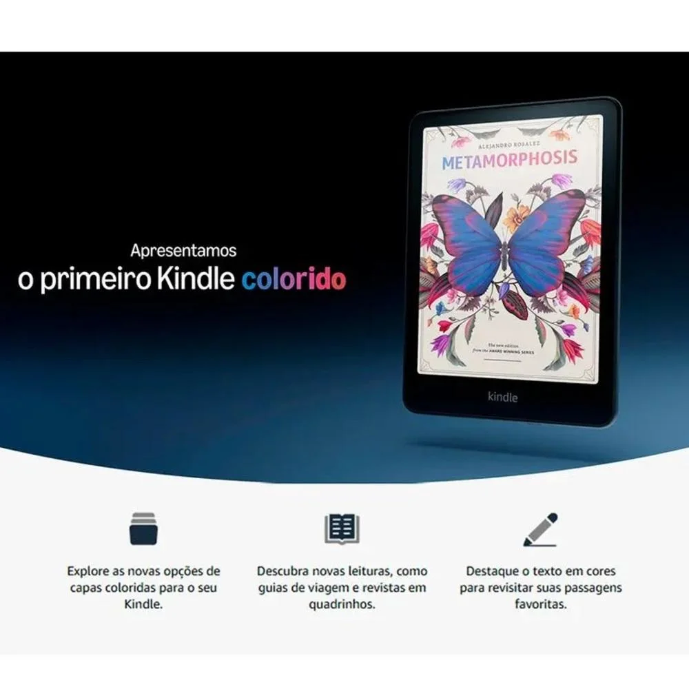Kindle colorsoft 16GB ブラック Apresentamos o Kindle Colorsoft (16 GB) - Com tela colorida e