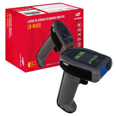 Leitor De Código De Barras C3tech Lb-w400bk, Sem Fio + Bluetooth, 1d/2d, Qr Code, Danfe, Boleto Bancário - Preto
