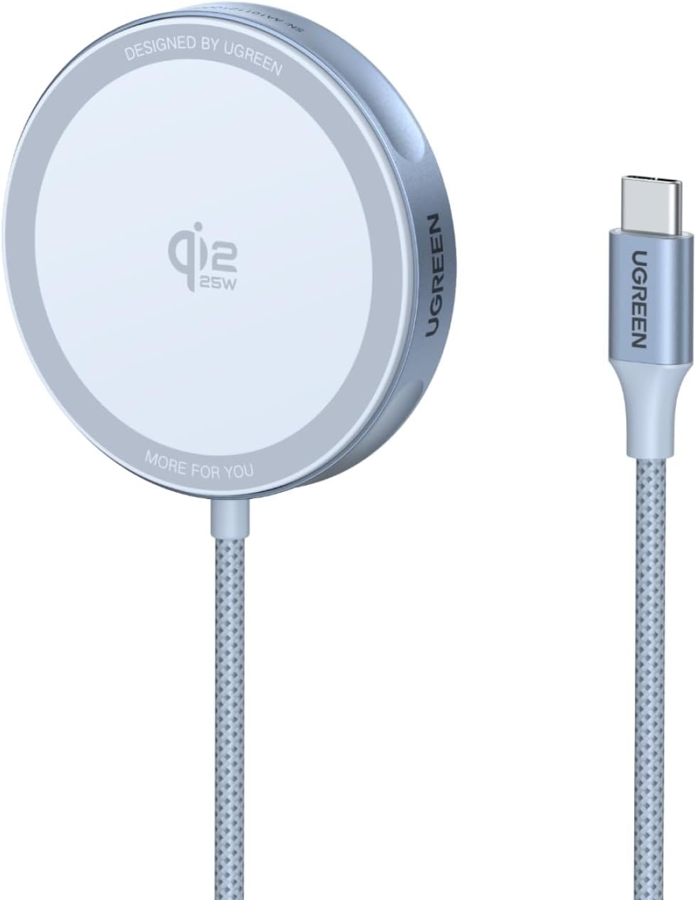 Ugreen Carregador Sem Fio Magnético Por Indução Magsafe Ertificação Qi2 25w (cabo Usb-c / Tipo C 1,5 M,) Compatível Iphone 17 Pro Max Air 16 15 14 13