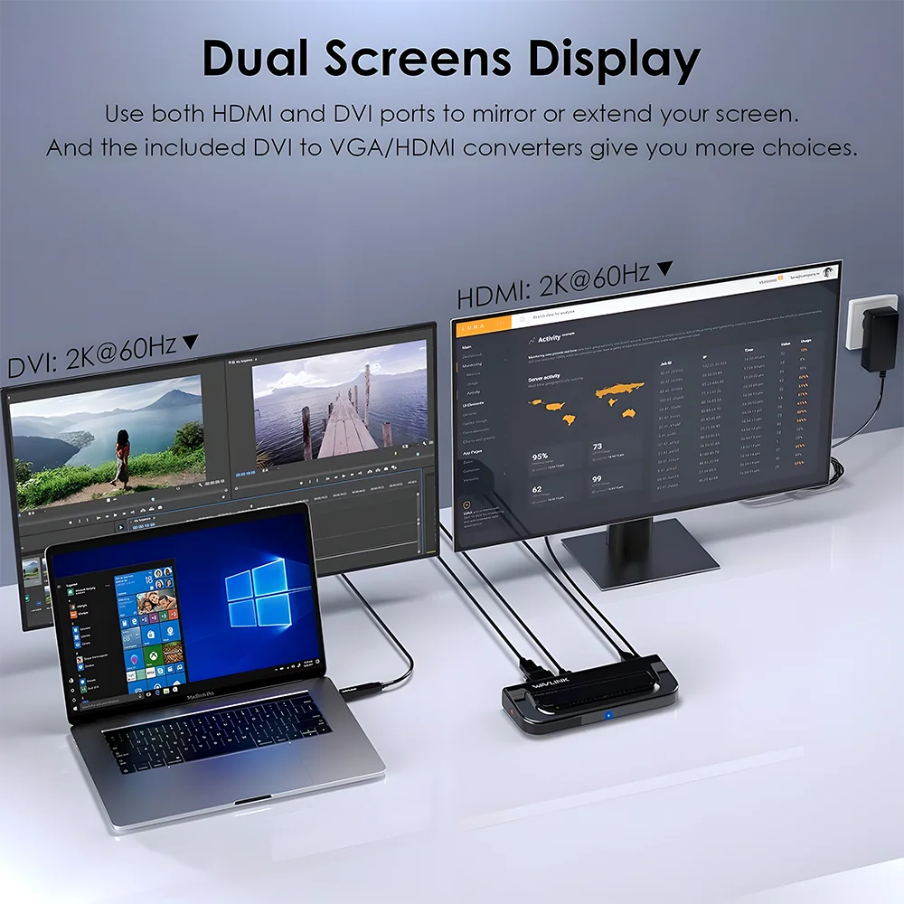 Imagem 5 de 5 do produto Docking Station Acoplamento Wavlink Dual Monitor 4k Usb 3.0