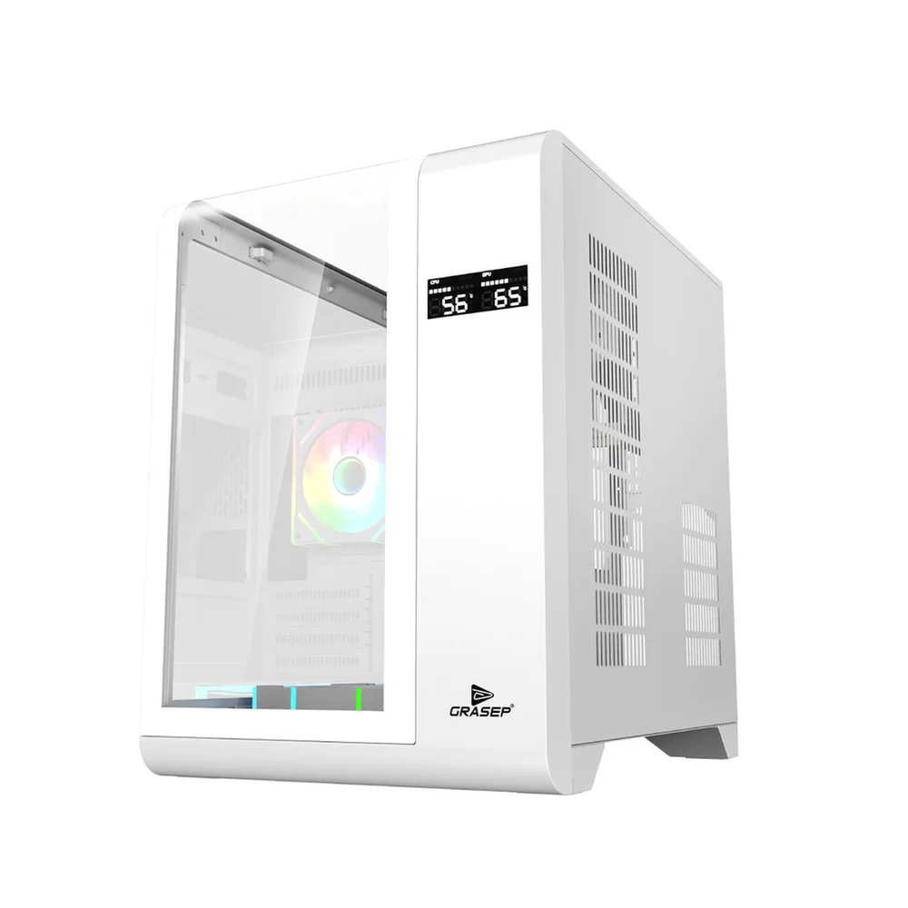 Imagem 4 de 5 do produto Gabinete Gamer Mini Tower Vidro Temperado Curvado White M-atx/itx Sem Fonte Com 3 Fans RGB Mini D-matx03