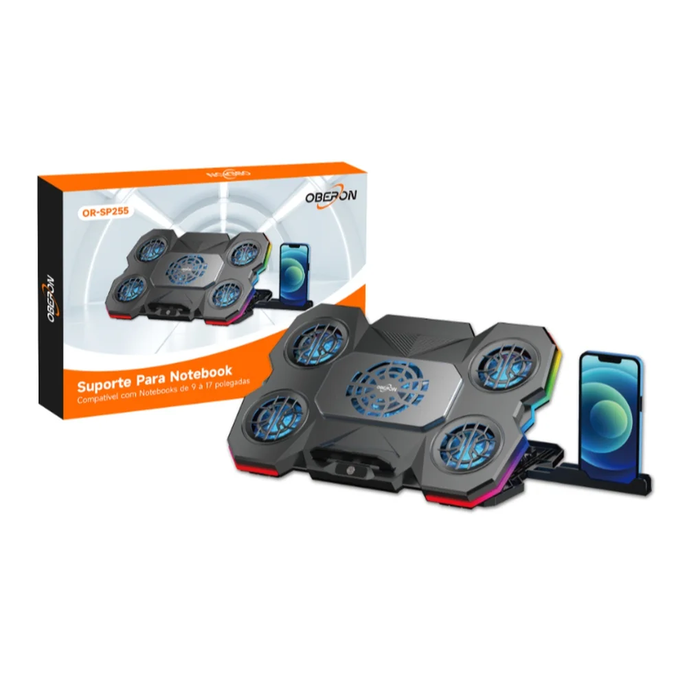 Imagem 3 de 3 do produto Suporte Notebook  Celular Gamer OR-SP255 RGB Cooler USB 2.0 5 Posições
