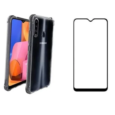 Capa Anti Shock Transparente + Película De Vidro 3d Galaxy A20s