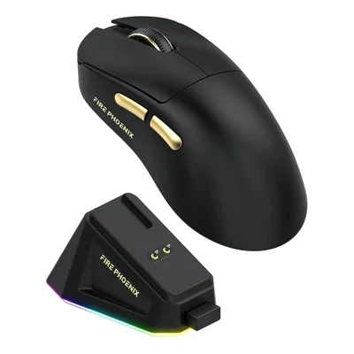 Mouse Gamer Sem Fio Bluetooth Paw3311 24000 Dpi Fire Phoenix Bk-r3x Pro Preto