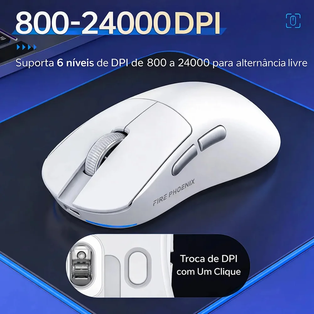 Imagem 3 de 5 do produto Mouse Gamer Sem Fio Bluetooth Paw3311 24000 Dpi Fire Phoenix Bk-r3x Pro Preto