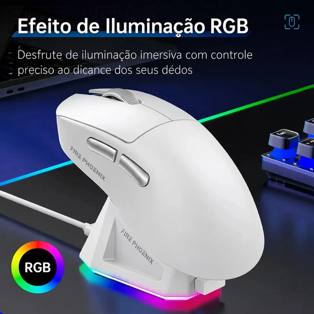 Imagem 5 de 5 do produto Mouse Gamer Sem Fio Bluetooth Paw3311 24000 Dpi Fire Phoenix Bk-r3x Pro Preto