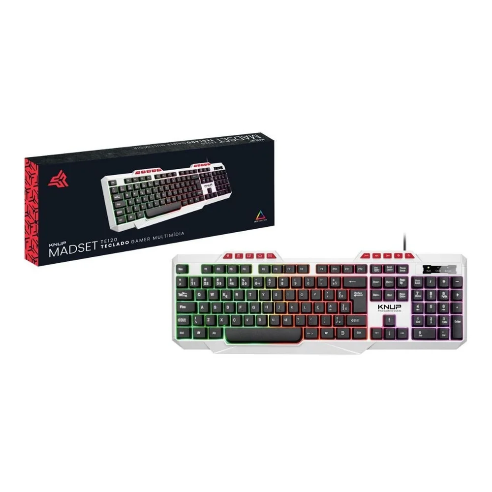 Imagem 1 de 4 do produto Teclado Gamer Knup Kp-te120 RGB Abnt2 Cor De Teclado Branco Idioma Português Brasil