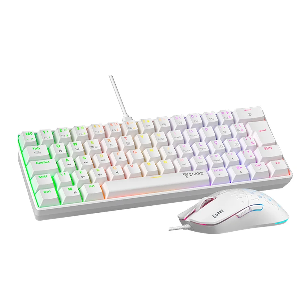 Imagem 5 de 5 do produto Kit Teclado Mecânico E Mouse Gamer Branco Kit Snow Reaver Duo RGB Clanm