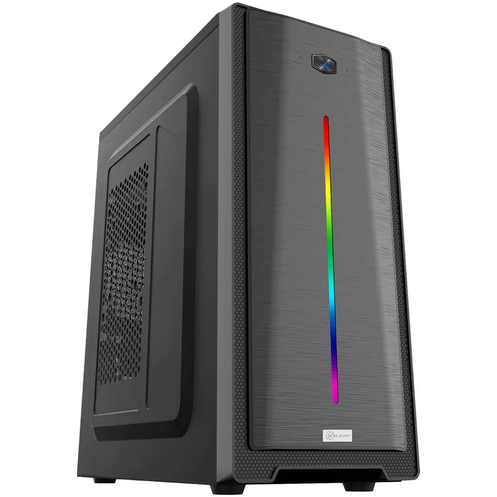 Gabinete Gamer Kalkan Veld Lite RGB S/fan S/fonte Atx Midtower Fita LED RGB Preto - Klk00071