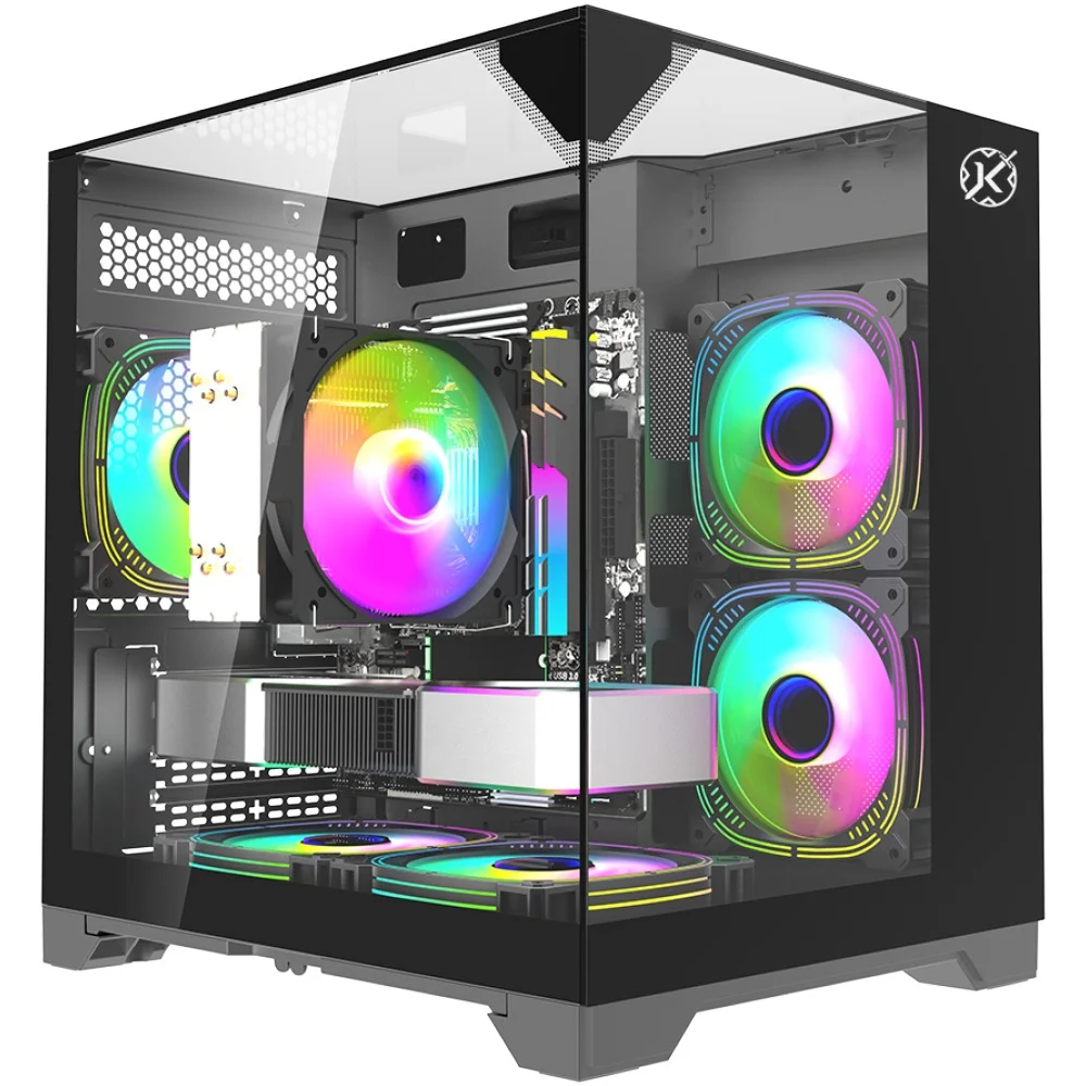 Gabinete Gamer Kalkan Midgard Vision S/fan S/fonte Micro Atx Aquário Panorâmico Preto - Klk00086