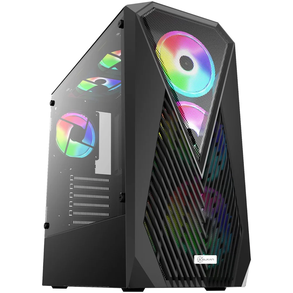 Gabinete Gamer Kalkan Joturn Lite S/fan S/fonte Atx Midtower Vidro Temperado Preto - Klk00087