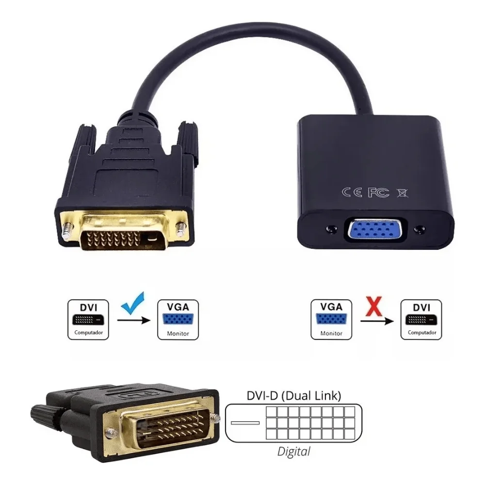 Imagem 5 de 5 do produto Adaptador Conversor Dvi 24+1 Macho Para Vga Femêa Co-011