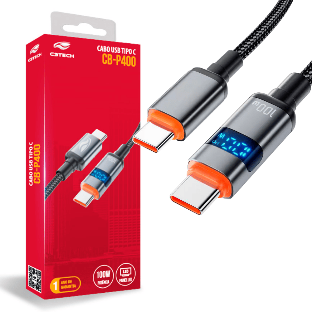 Cabo Usb-c X Usb-c 1m Com Tela Lcd Marcador De W Cb-p400gy