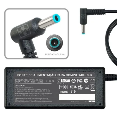 Fonte Carregador Para Hp Pavilion Touchsmart 19,5v 3,33a 65w 761