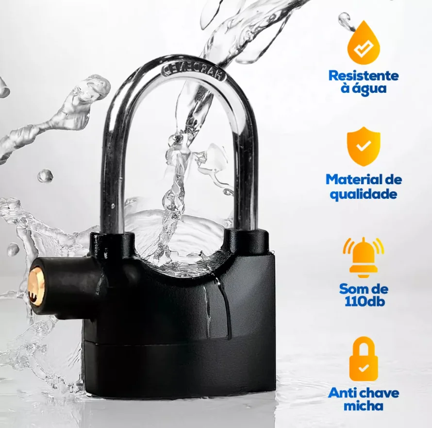 Imagem 4 de 5 do produto Cadeado Grande Com Alarme Antifurto