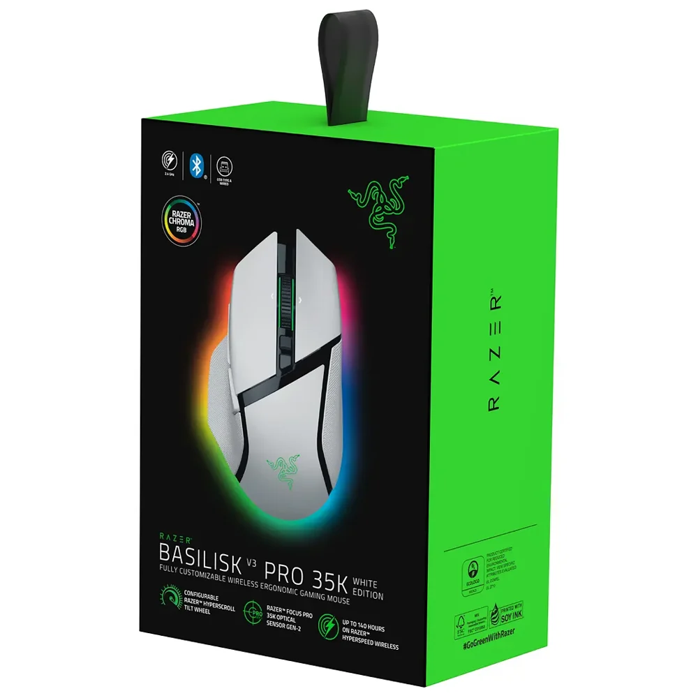 Imagem 2 de 3 do produto Mouse Gamer Razer Basilisk V3 Pro 35k Wireless / RGB - Branco (rz01-05240200-r3u1)