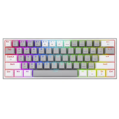Teclado Gamer Redragon K616-RGB Fizz Pro Bt Usb / Wireless / RGB / Inglês - Cinza / Branco