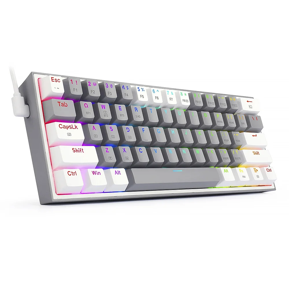 Imagem 2 de 3 do produto Teclado Gamer Redragon K616-RGB Fizz Pro Bt Usb / Wireless / RGB / Inglês - Cinza / Branco