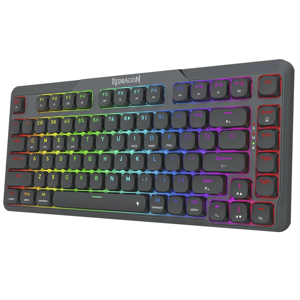 Imagem 2 de 3 do produto Teclado Gamer Redragon K706RGB-pro Aether Pro Wireless / RGB / Red / Inglês - Preto