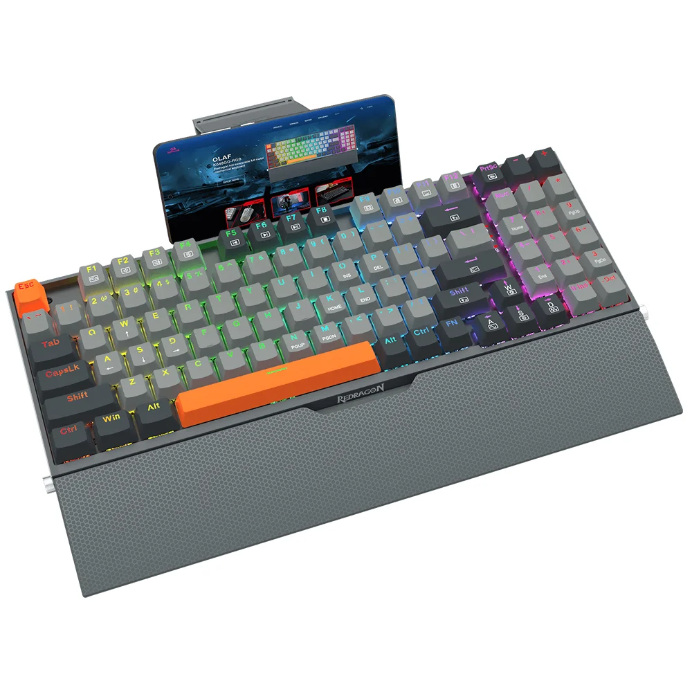 Imagem 2 de 3 do produto Teclado Gamer Mecânico Redragon K648gg-RGB Olaf Wireless / RGB / Red / Inglês - Cinza
