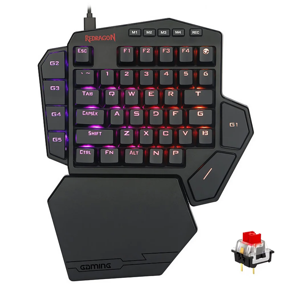 Imagem 2 de 3 do produto Teclado Gamer Mecânico Redragon K585RGB Diti Usb / RGB / Red / Inglês - Preto