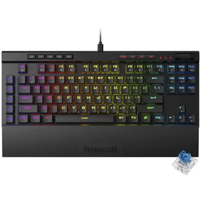 Teclado Gamer Mecânico Redragon K587RGB-pro Magic-wand Pro Usb / RGB / Blue / Inglês - Preto