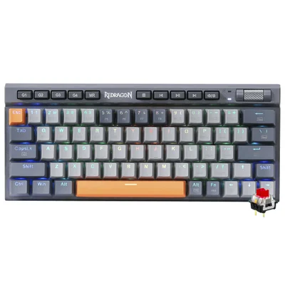 Teclado Gamer Mecânico Redragon K634gg-RGB-pro Traric Pro Wireless / RGB / Red / Inglês - Cinza