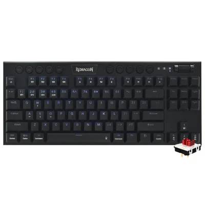 Teclado Gamer Mecânico Redragon K621RGB-pro Horus Pro Tkl Wireless / Red / Inglês - Preto