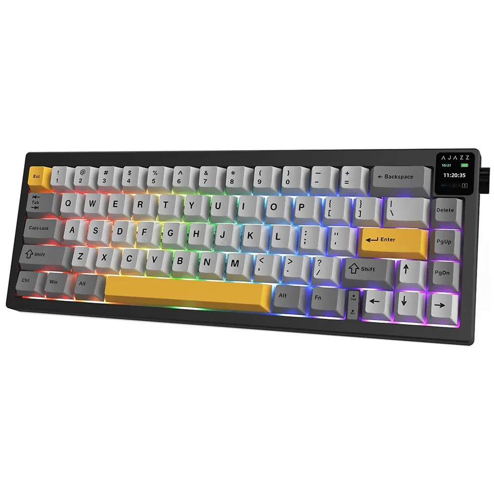 Imagem 3 de 3 do produto Teclado Gamer Mecânico Ajazz Ak650 Nacodexx Mini Usb / RGB / Moon Yellow / Inglês - Cinza / Branco (986451)