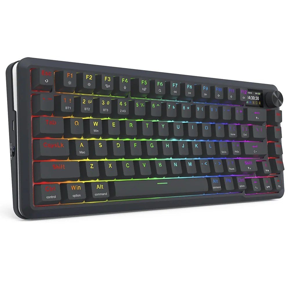 Imagem 3 de 3 do produto Teclado Gamer Mecânico Redragon K708-RGB-pro Flekact Pro Wireless / RGB / Lcd / Inglês - Preto