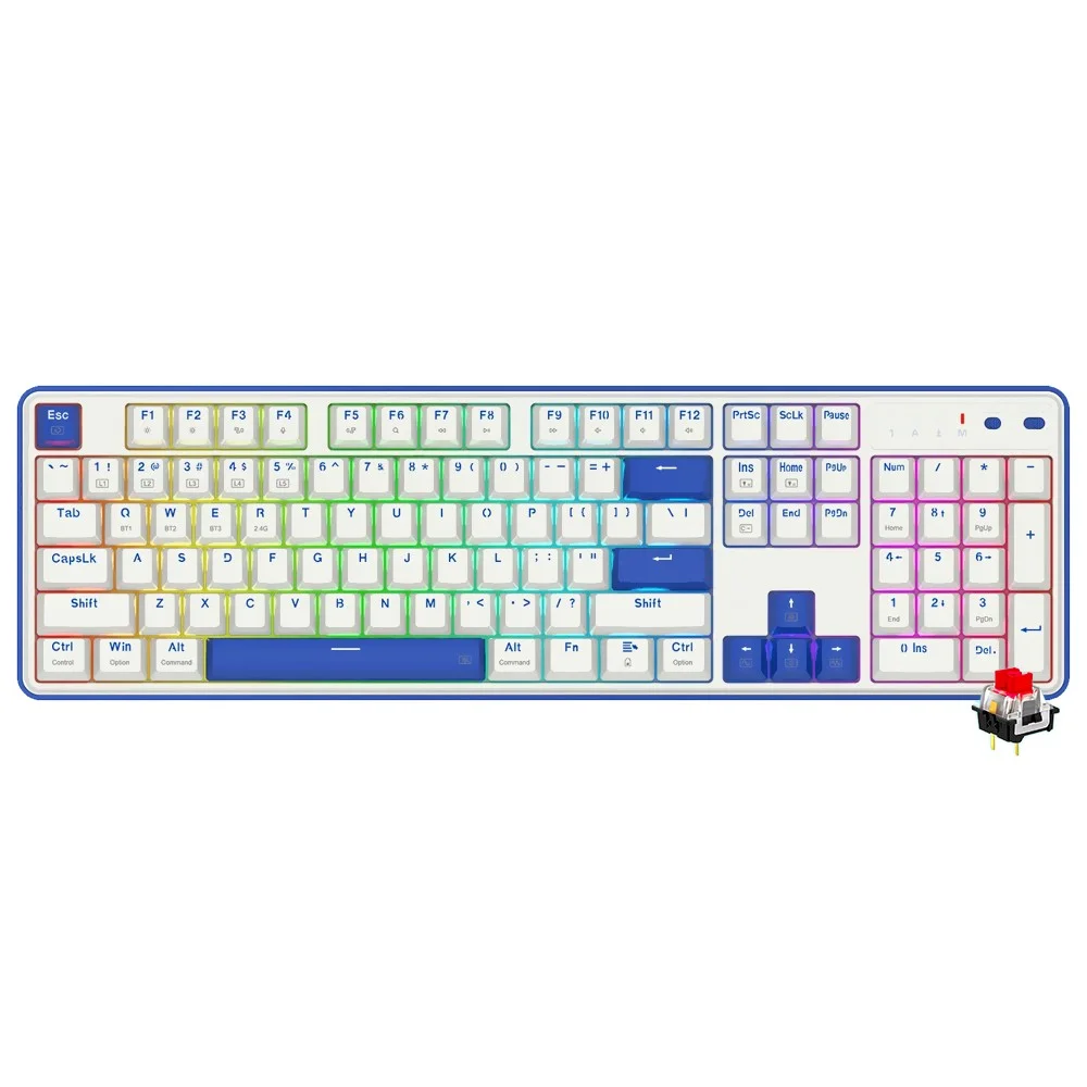 Imagem 3 de 3 do produto Teclado Gamer Mecânico Redragon K685wb-RGB-pro Faye Pro Usb / Red / Inglês - Branco / Azul