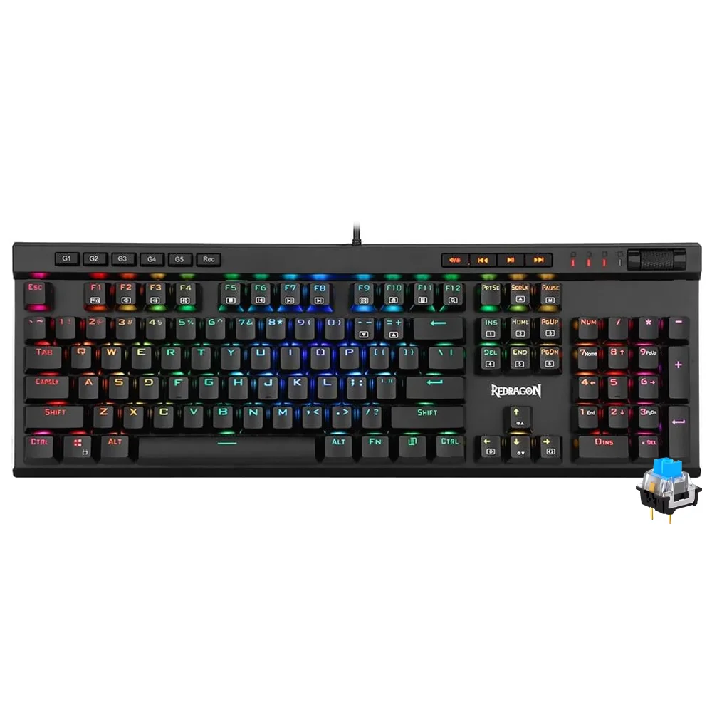 Imagem 3 de 3 do produto Teclado Gamer Mecânico Redragon K580RGB Vata Usb / RGB / Blue / Inglês - Preto