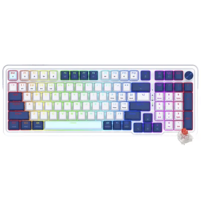 Teclado Gamer Mecânico Redragon K686wb-RGB-pro Eisa Wireless / RGB / Red / Inglês - Branco / Azul