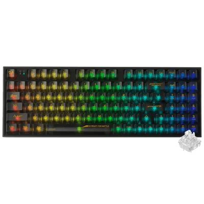 Teclado Gamer Mecânico Redragon K658ctb-RGB-pro Irelia Pro Wireless / RGB / Inglês - Preto Transparente