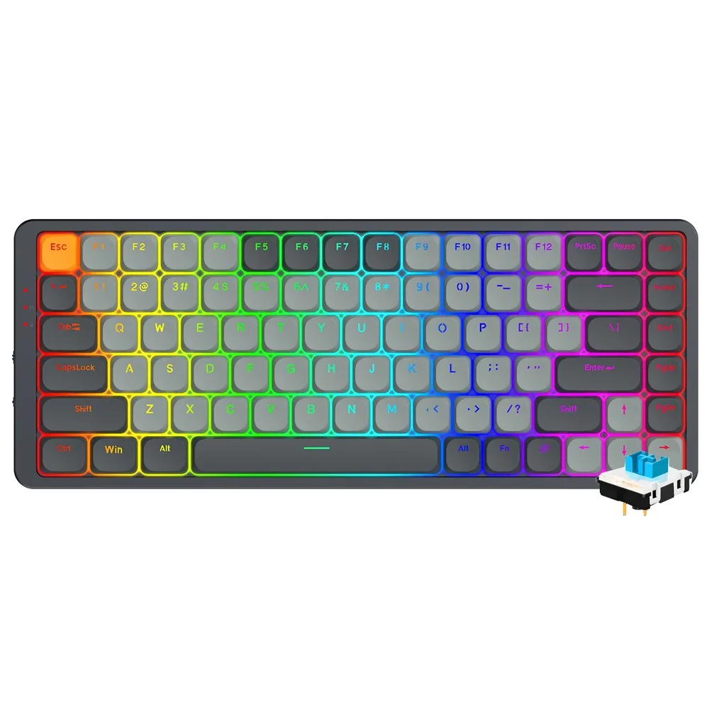 Imagem 2 de 3 do produto Teclado Gamer Mecânico Redragon K652gg-RGB-pro Azure Wireless / RGB / Blue / Inglês - Cinza