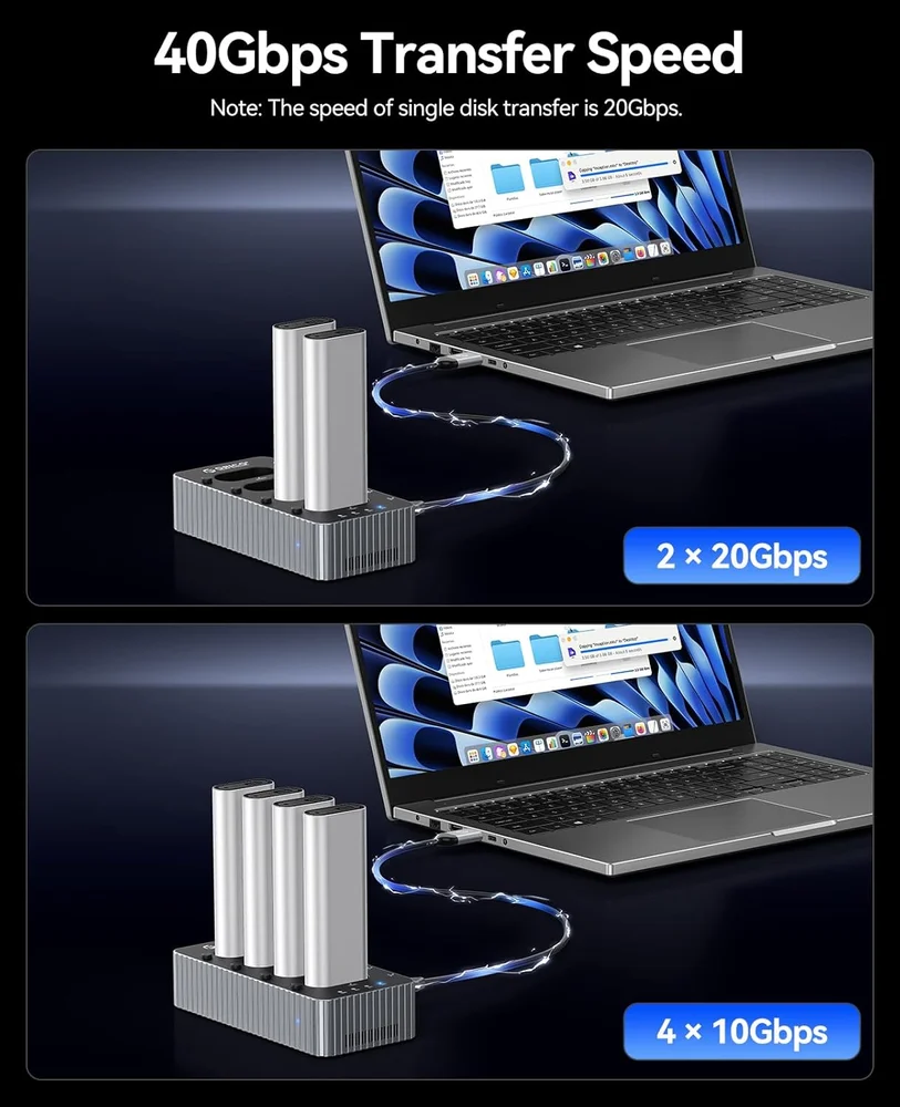 Imagem 4 de 5 do produto Duplicador Clone De 4 Baias Ss Nvme M.2 Usb-c 4.0 40gbp