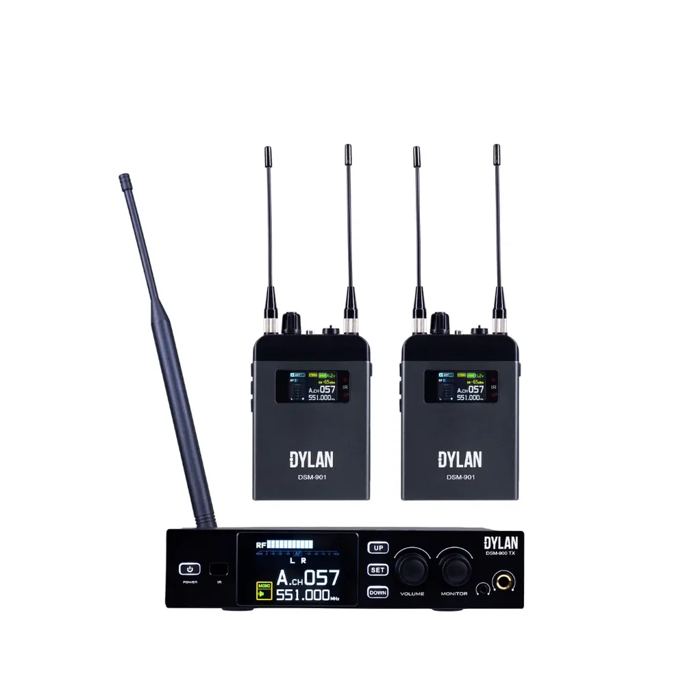 Monitor In Ear Sem Fio Uhf Dylan Dsm-900 Monitor In Ear Sem Fio Retorno De Palco Profissional Para Músicos E Igrejas