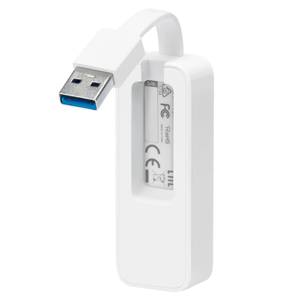 Imagem 2 de 3 do produto Adaptador De Rede Usb 3.0 Para Gigabit Ethernet Tp-link Ue300 - Branco